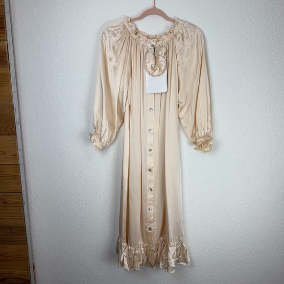 NWT Sleeper Love Me Tender Loungewear Silk Dress Milk Cream One Size - Picture 8 of 9